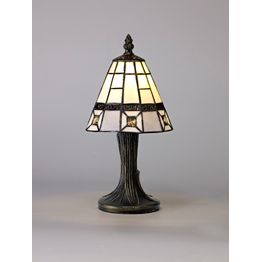 Scarlet Tiffany Table Lamp, 1 x E14, Cream/Grey/Clear Crystal Shade