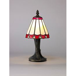 Una Tiffany Table Lamp, 1 x E14, Cream/Red/Clear Crystal Shade
