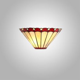 Una Tiffany Wall Lamp, 2 x E14, Red/Cream/Crystal