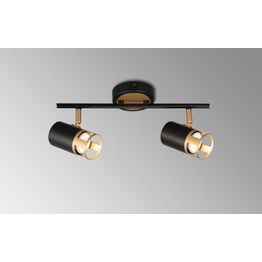 Abbey 2 Light Linear Bar Spotlight GU10, Black / Painted Gold