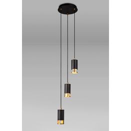 Abbey 3 Light Round Pendant GU10, Black / Painted Gold