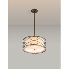 Edith Pendant / Convertible To Semi Flush 3 Light E14 Aged Gold / Cream Fabric Shade