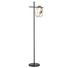 Lyra Double Ring Floor Lamp, 1 Light E27, Matt Black / Painted Gold, G95/120 Lamp Recommended