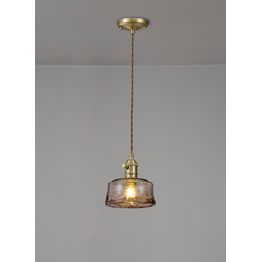 Marion Switched Pendant 1.5m, 1 x E27, Brass / Pale Gold Twisted Cable / Brown Bowl Glass