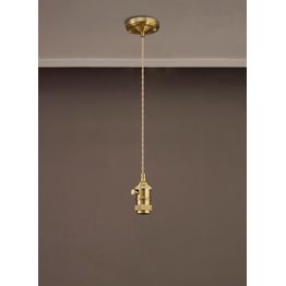 Marion Switched Pendant Light Kit 1.5m, 1 x E27, Brass / Pale Gold Twisted Cable