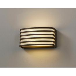 Olive Wall Lamp, 1 x E27, IP54, Matt Brown/Opal PC Shade, 2yrs Warranty