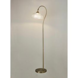 Shelby Floor Lamp 1 Light E27 Antique Brass / Prismatic Glass