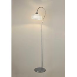 Shelby Floor Lamp 1 Light E27 Polished Nickel / Prismatic Glass