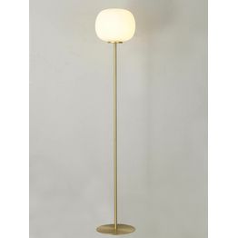Shell Medium Oval Ball Floor Lamp 1 Light E27 Satin Gold Base With Frosted White Glass Globe