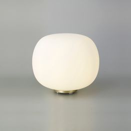 Shell Medium Oval Ball Table Lamp, 1 Light (E27), Satin Gold Base &amp; Frosted White Glass Globe