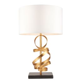 Adderley table lamp Gold leaf with ivory cotton and black marble
