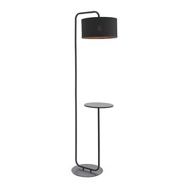 Albury floor lamp Satin black paint &amp; black fabric