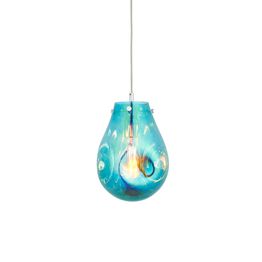 Alford Medium Pendant Petrol metallic glass &amp; chrome plate