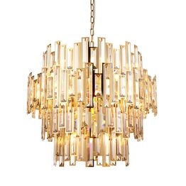 Babbacome 15 Light Pendant Gold effect plate &amp; champagne crystal