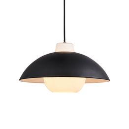 Balham Round Pendant Matt black &amp; matt white glass