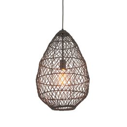 Bath Small Pendant Black rattan &amp; matt black