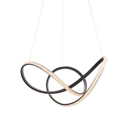 Caldbeck LED Crystal Pendant Textured black &amp; clear faceted acrylic