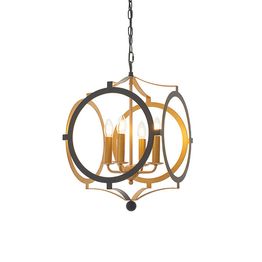 Camerton 4 Light Pendant Matt black &amp; gold paint
