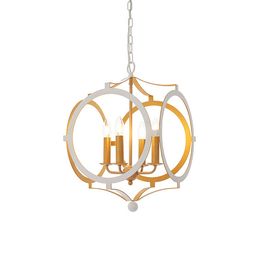 Camerton 4 Light Pendant Matt white &amp; gold paint