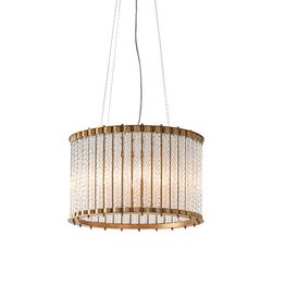 Cannock 6 Light Pendant Matt gold finish &amp; clear ribbed glass