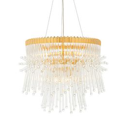 Cargan 9 Light Pendant Polished gold plated finish with clear glass