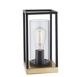Carra Table Lamp Sand black and satin brass plate with clear glass