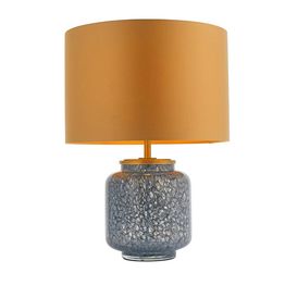 Diptford Table Lamp With Shade Cobalt glass &amp; gold satin fabric