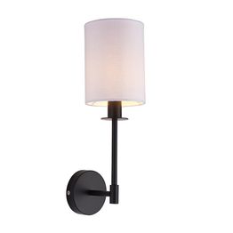 Drayton Wall Light Matt black &amp; vintage white fabric
