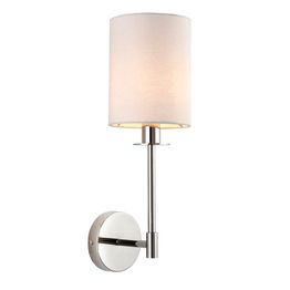 Drayton Wall Light Bright nickel plate &amp; vintage white fabric