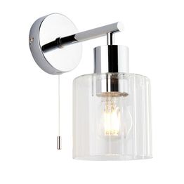Ebrington Bathroom Wall Light Chrome plate &amp; clear ribbed glass