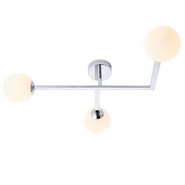 Edgeware 3 Light Bathroom Semi Flush Chrome plate &amp; matt opal glass
