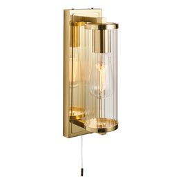 Finchley Bathroom Wall Light Dark bronze paint &amp; clear ribbed glass