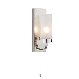 Flowton Bathroom Wall Light Chrome plate &amp; frosted glass