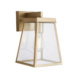 Frampton Outdoor Wall Light Brushed gold finish &amp; clear glass