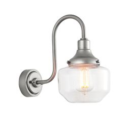 Gainsbrough Outdoor Wall Light Brushed silver finish &amp; clear glass