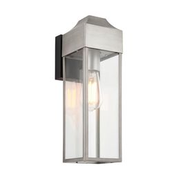 Ganton Outdoor Wall light Brushed silver finish, matt black &amp; clear glass