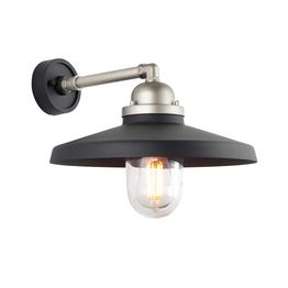 Glapwell Outdoor Wall light Matt black &amp; brushed silver finish with clear glass