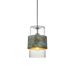 Goswick Pendant Verdigris bronze plate &amp; clear glass