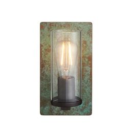 Goswick Wall Light Verdigris bronze plate &amp; clear glass