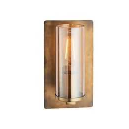 Goswick Wall Light Brass patina &amp; champagne lustre glass