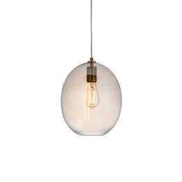Guston Oval Glassed Pendant Satin brass plate &amp; champagne lustre glass