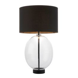 Hadleigh Glass &amp; Matt Black Paint with Black Cotton Fabric Clear Table Lamp