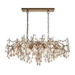 Hamilton 6 Light Pendant Aged gold paint &amp; champagne lustre glass