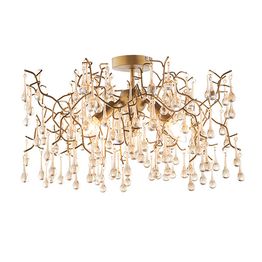 Hamilton 3 Light Semi Flush Aged gold paint &amp; champagne lustre glass