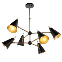 Lythe 6 Light Pendant Matt antique brass plate &amp; matt black