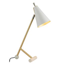 Lythe Task Table Lamp Satin brass plate &amp; matt white paint