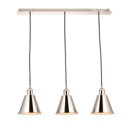 Maiden 3 Light linear Pendant Bright nickel plate