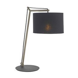 Martock Matt Nickel Plate &amp; Black Cotton Fabric Table Lamp