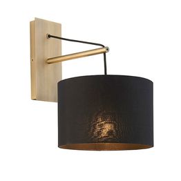 Martock Wall Light Matt brass plate &amp; black cotton fabric