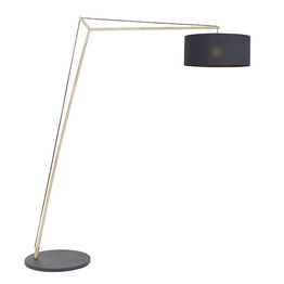 Martock Floor Lamp Matt brass plate &amp; black cotton fabric